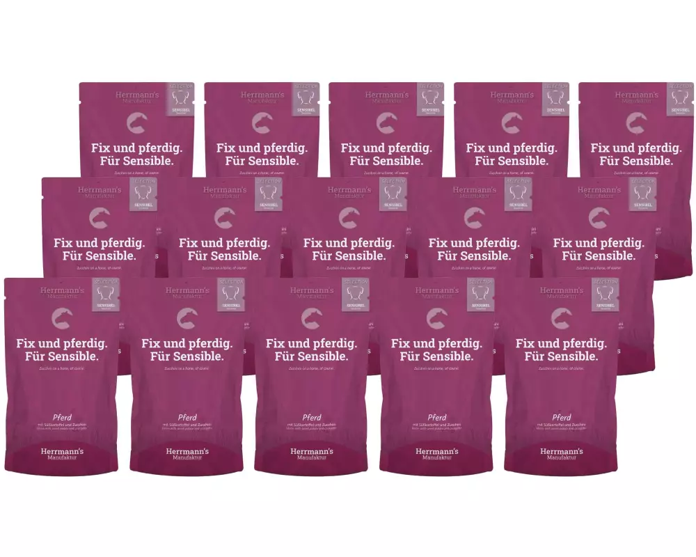 Herrmann's Nassfutter Sensibel Pferd, Süsskartoffel / Zucchini,15x150g