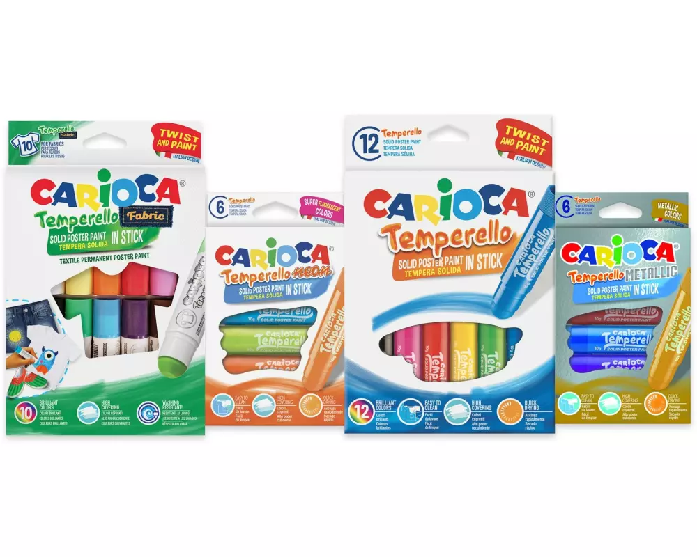 Carioca Posterfarbe Set Temperello 34 Stück, Mehrfarbig