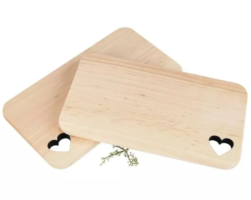 creanorm Schneidebrett Erle 12.5 x 22.5 cm, Herz Motiv