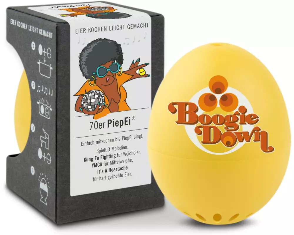 PiepEi Küchentimer Singende Eieruhr 70er, Gelb / Rot