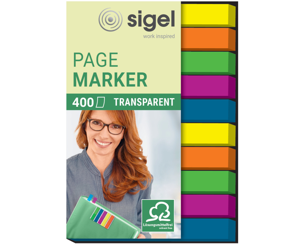 SIGEL Haftnotizen Film 6x50mm HN617 5-farbig ass. 10 x 40 Streifen