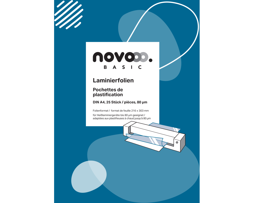 NOVOOO Laminierfolie A4 47050000 glanz, 80my 25 Stück