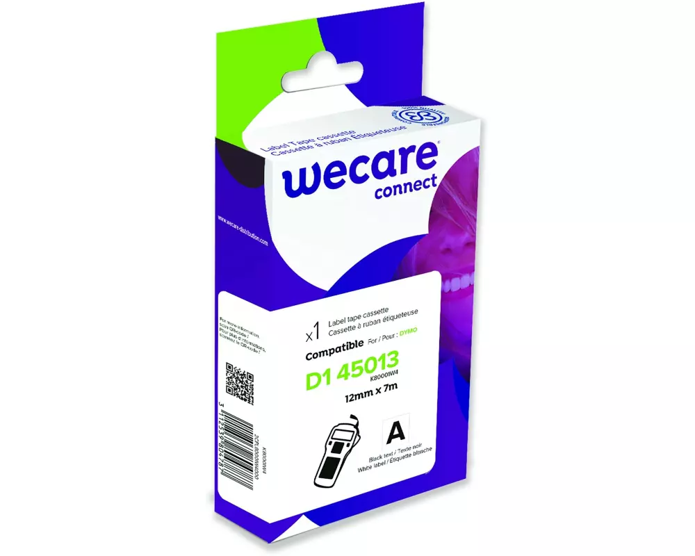 Wecare Beschriftungsband K80001W4 Schwarz auf Weiss
