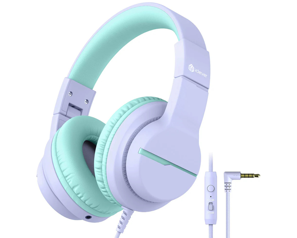 ICLEVER Headphones Kids Foldable C01-1702N-23 85/94 db, share port purple