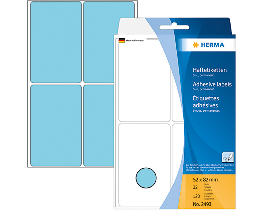 HERMA Etiketten 52×82mm 2493 blau 128 Stück