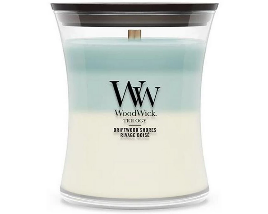 Woodwick Duftkerze Driftwood Shores Trilogy Medium Jar