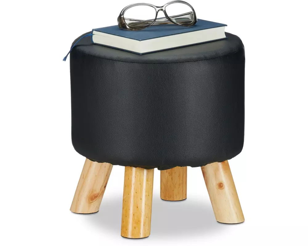 relaxdays Hocker 30 x 30 cm, Schwarz