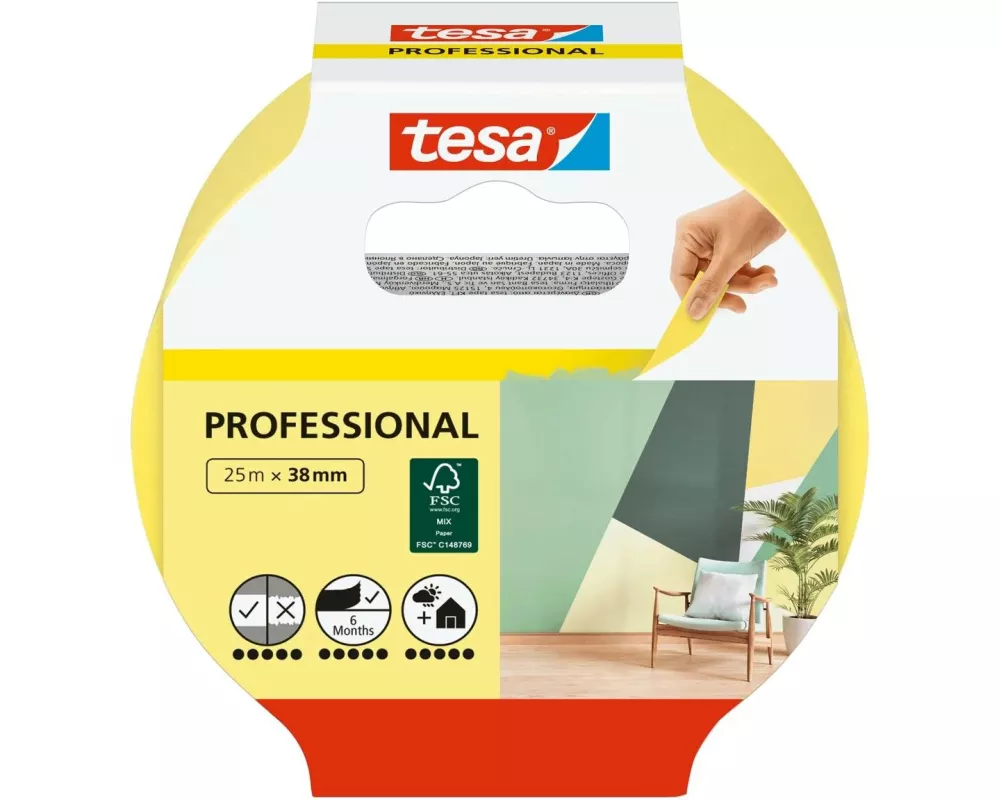 tesa Malerband Malerkrepp Professional 25m x 38 mm