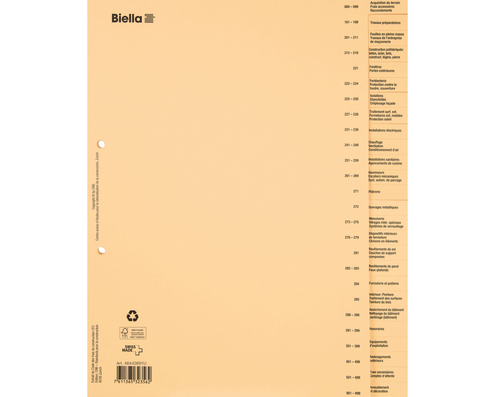 BIELLA Bauabrechnungsregister A4 46442691U braun FR 26-teilig