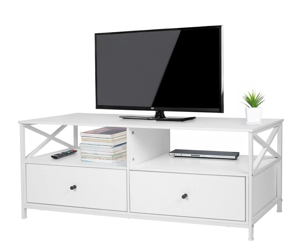 relaxdays TV-Möbel 120 x 40 cm, Weiss 55 Zoll