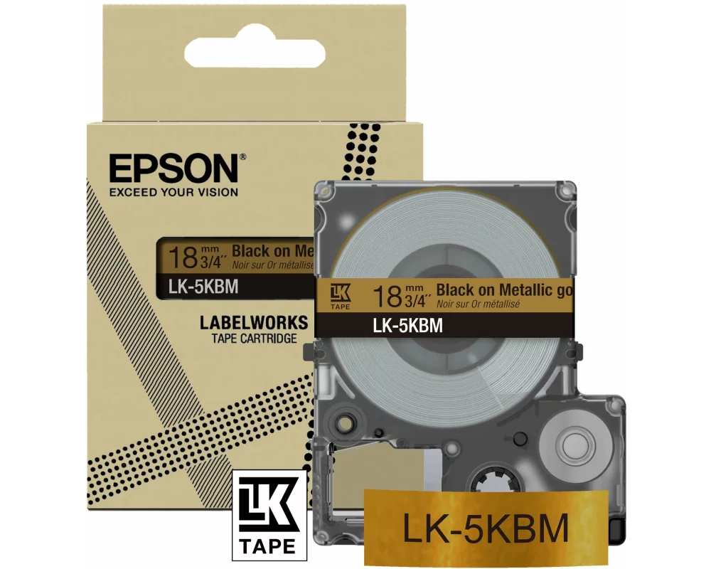 Epson Metallic Tape Gold/Black, 18mm, 9m, LK-5KBM