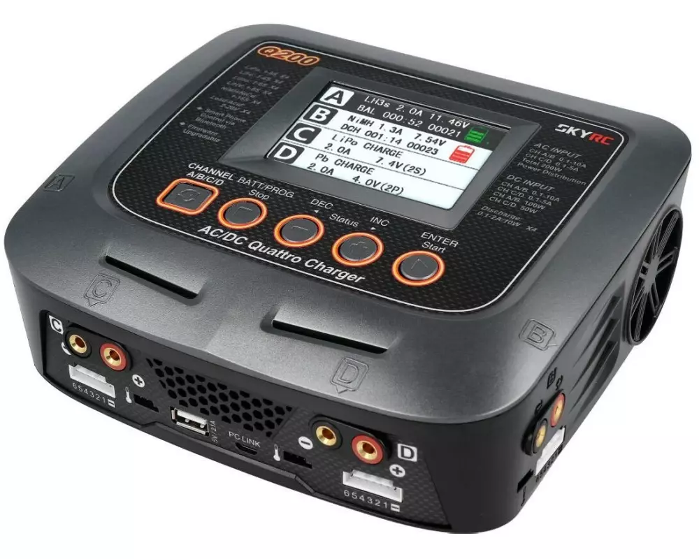 SKYRC Quad-Ladegerät Q200 AC/DC 1-6S LiPo, 2x 100W, 2x 50W