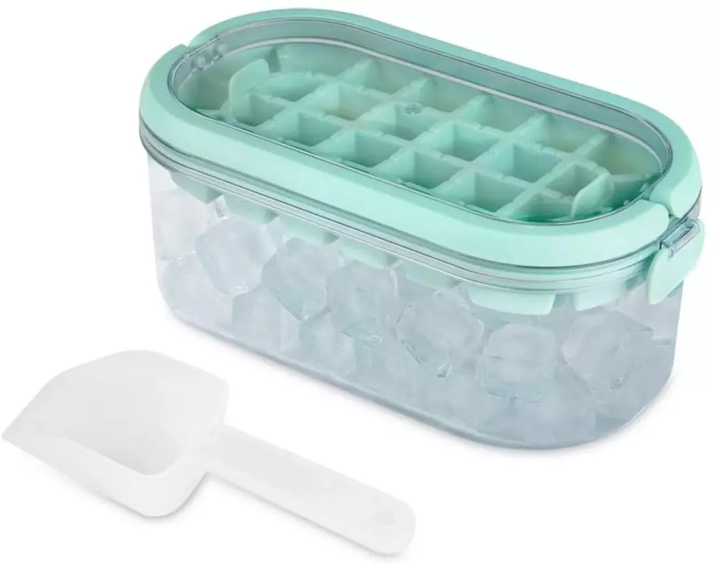 GOURMETmaxx Eiswürfelbox 2in1, Transparent / Mint, 4-teilig