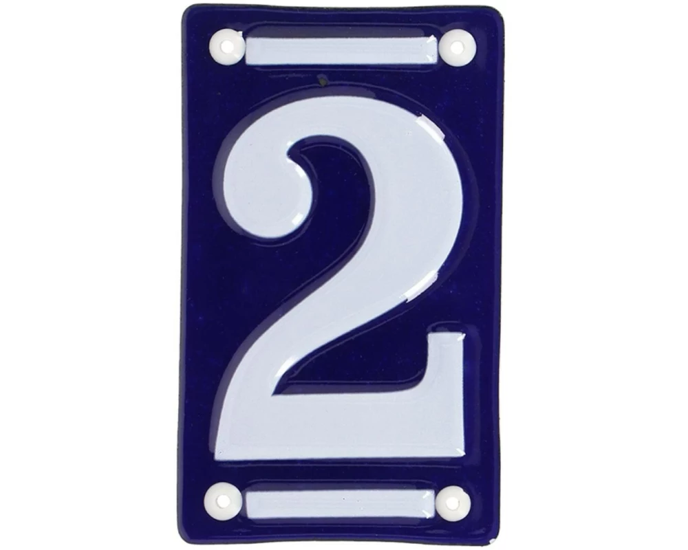 Esschert Design Hausnummer 2 7 cm, Blau/Weiss