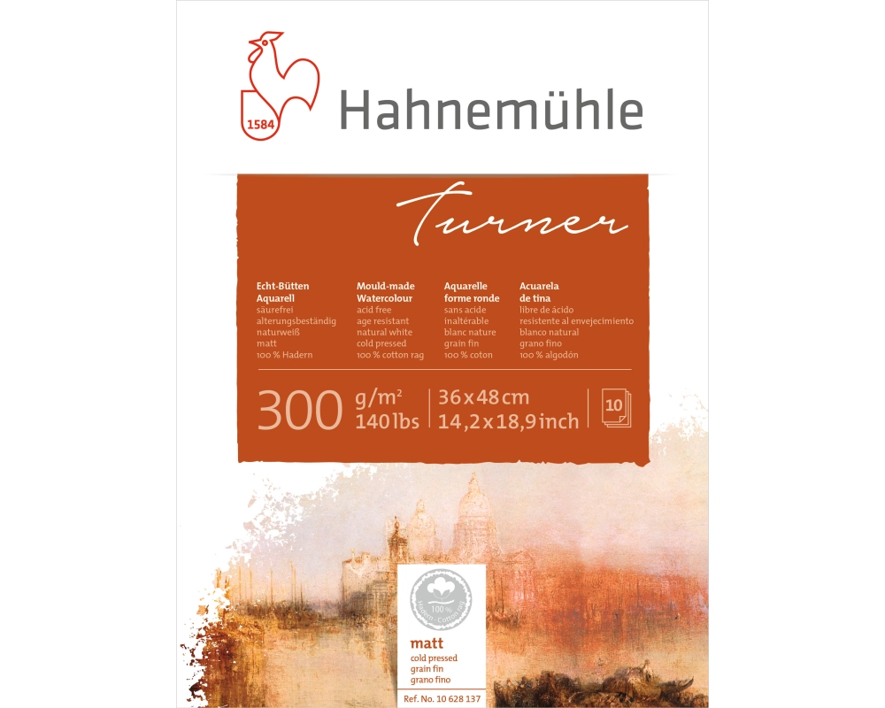 HAHNEMÜHLE Aquarellblock Turner 36x48cm 10628137 weiss matt, 300g 10 Blatt