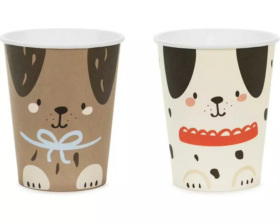 Partydeco Einwegbecher Hunde farbig, 220 ml, 6 Stück