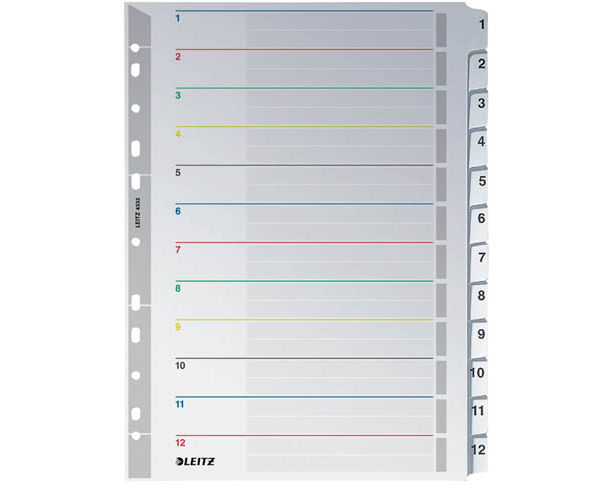 LEITZ Kartonregister A4 43320000 weiss 1-12