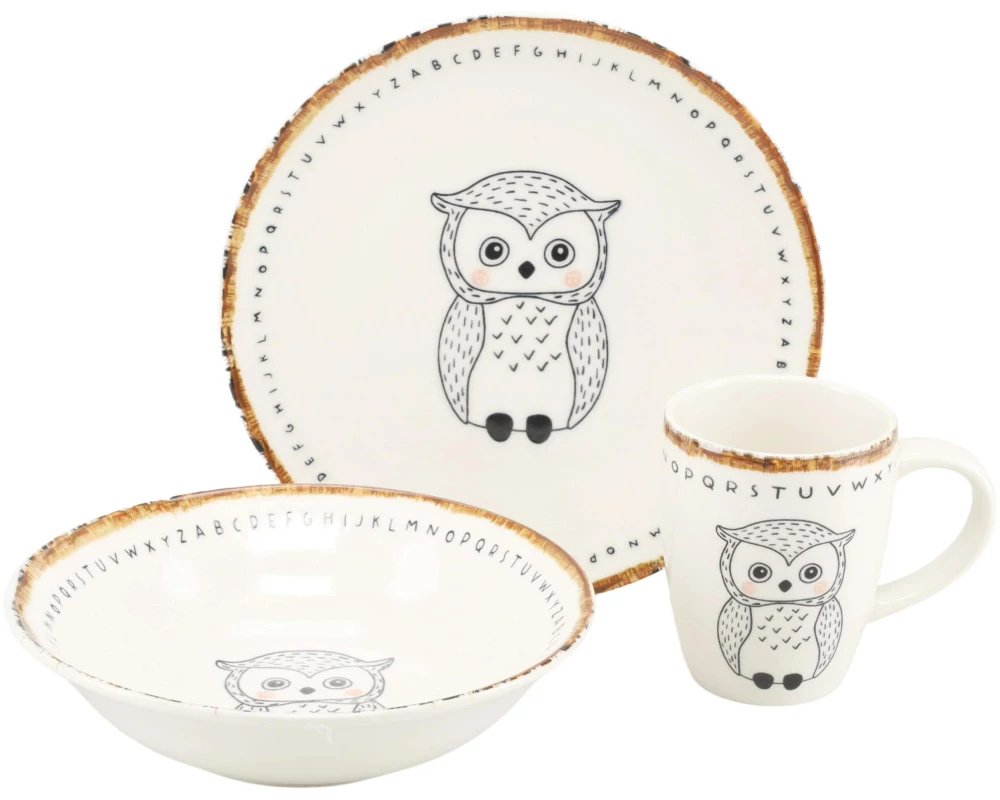 creaTable Freunde des Waldes Eule Steinzeug, 3-tlg