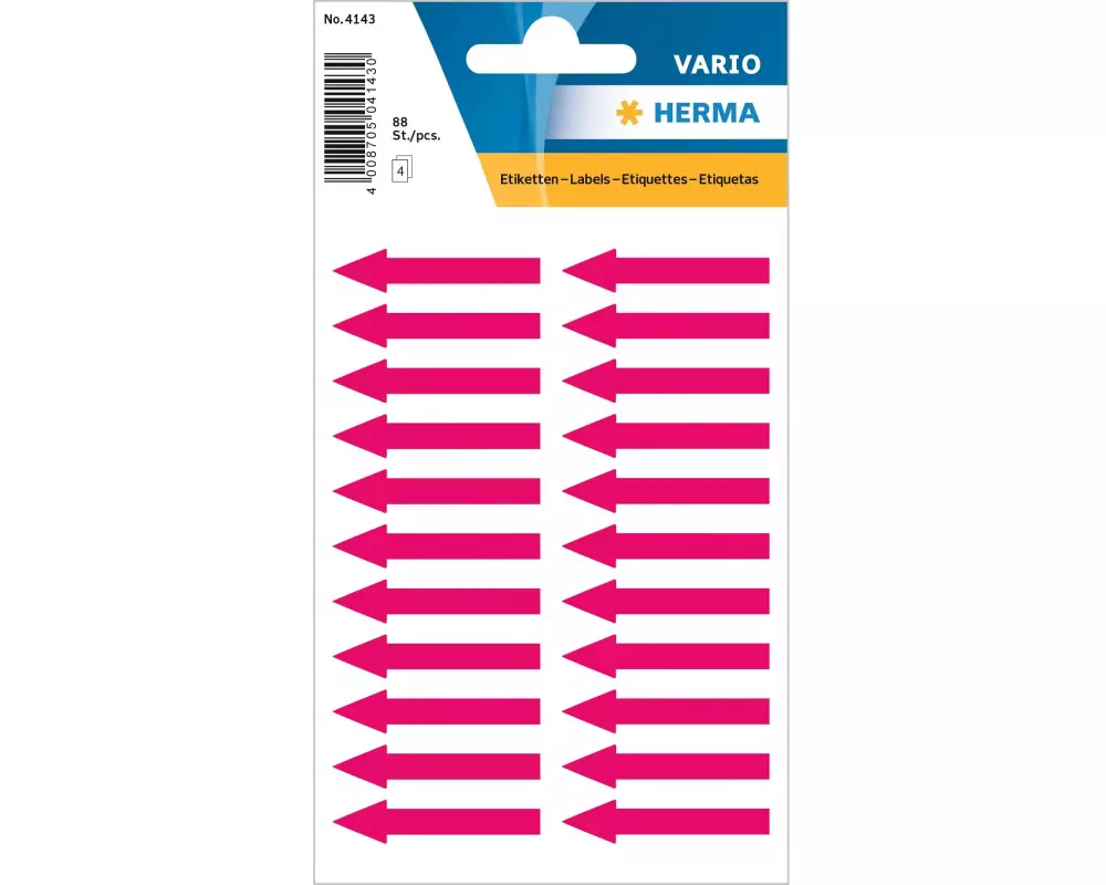 Herma Stickers Hinweis-Etiketten 3.8 x 0.7 cm, Leuchtrot, 88 Etiketten