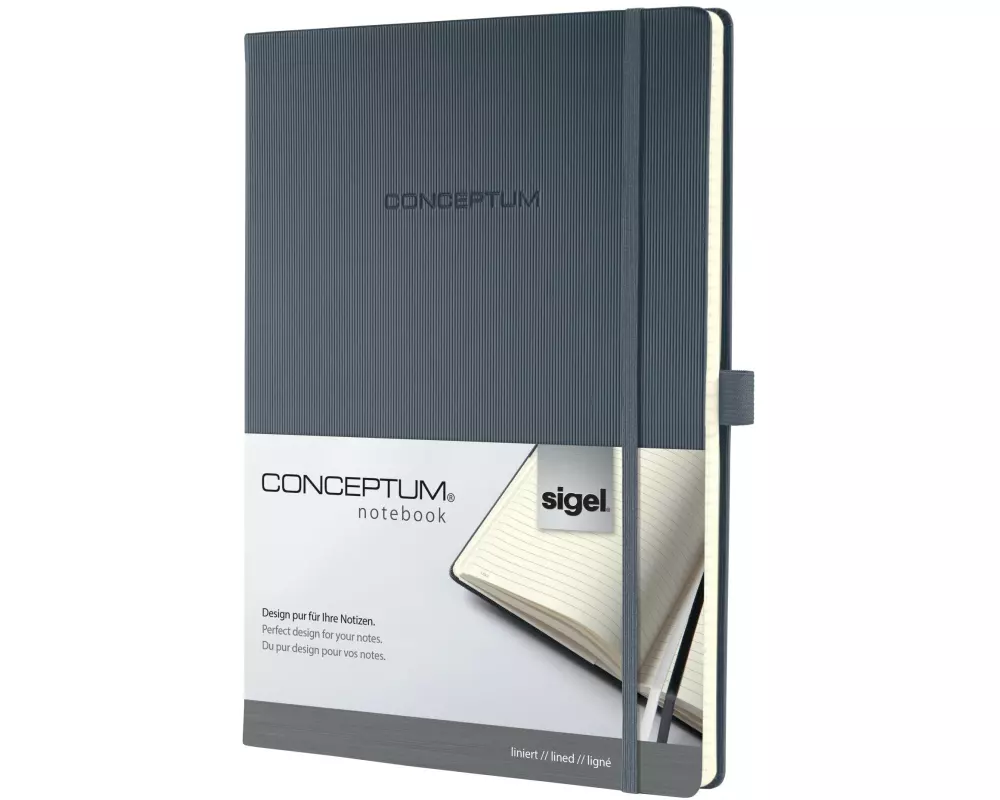Sigel Notizbuch Conceptum A4, Liniert, Dunkelgrau