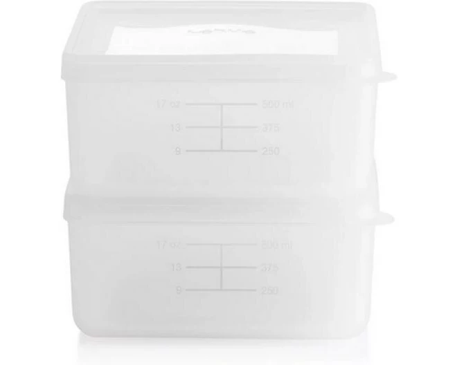 Lékué Gefrierbehälter, Klein, 2er-Set 0.5 l, Transparent