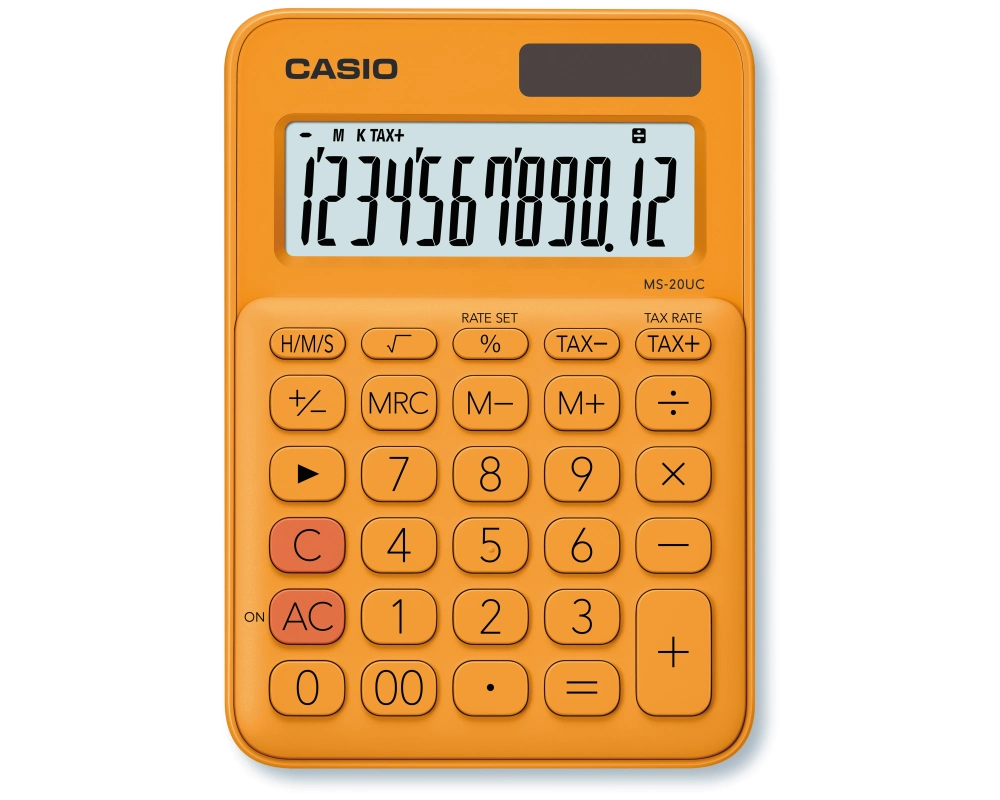 CASIO Mini Taschenrechner MS-20UC-RG-S 12-stellig orange