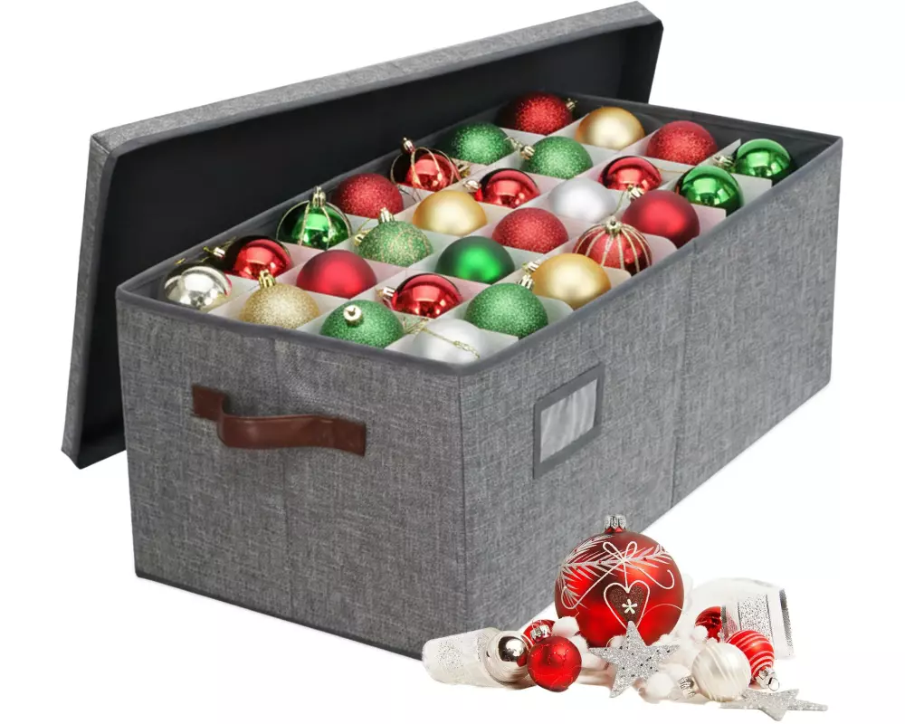 relaxdays Weihnachtskugel Aufbewahrungsbox Braun/Grau