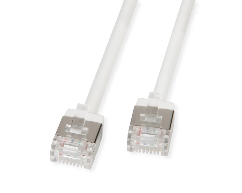 ROLINE U/FTP DataCenter Patchkabel Cat.6A (Class EA), LSOH, slim, extra kurzer Stecker, weiß, 5 m