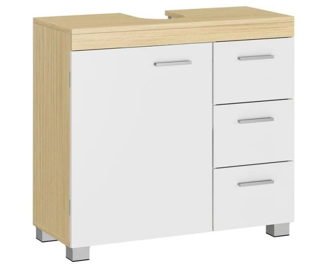 VASAGLE Waschbeckenunterschrank 64 x 70 cm, Braun/Weiss