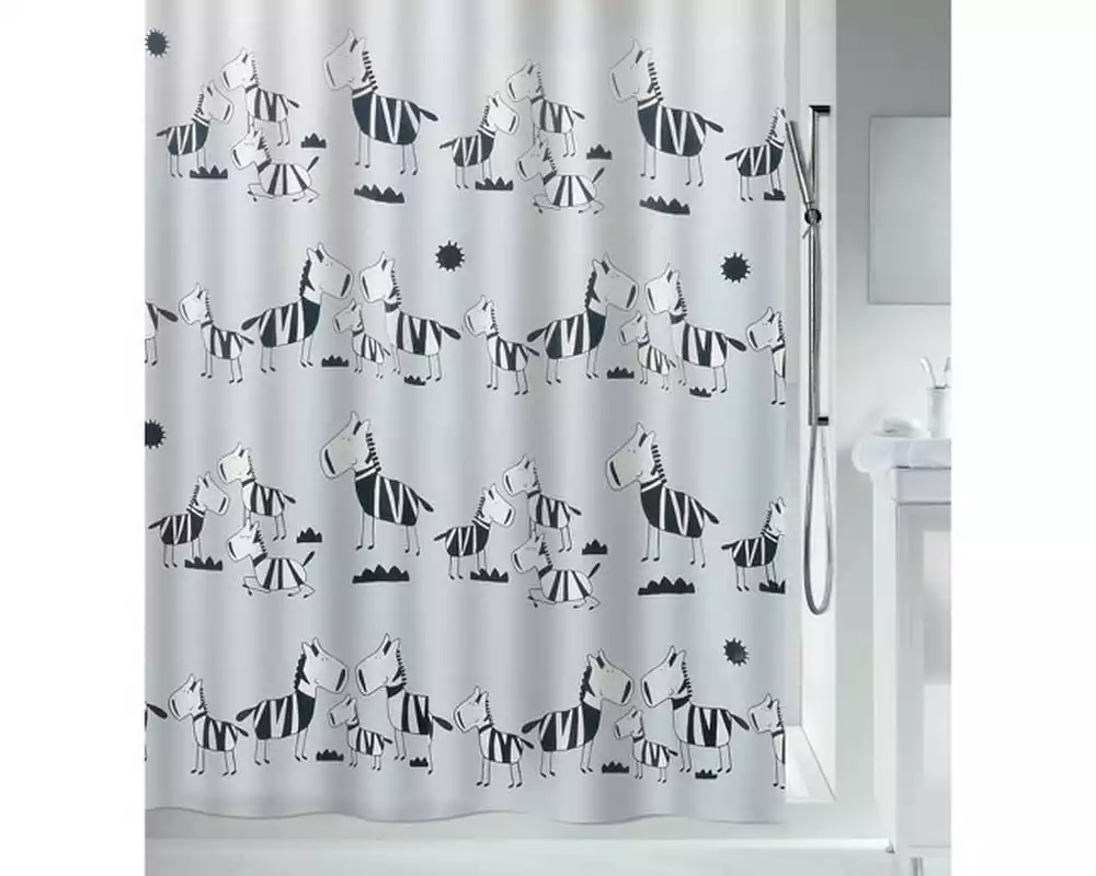 spirella Duschvorhang Zebi 180 x 200 cm, Schwarz/Weiss
