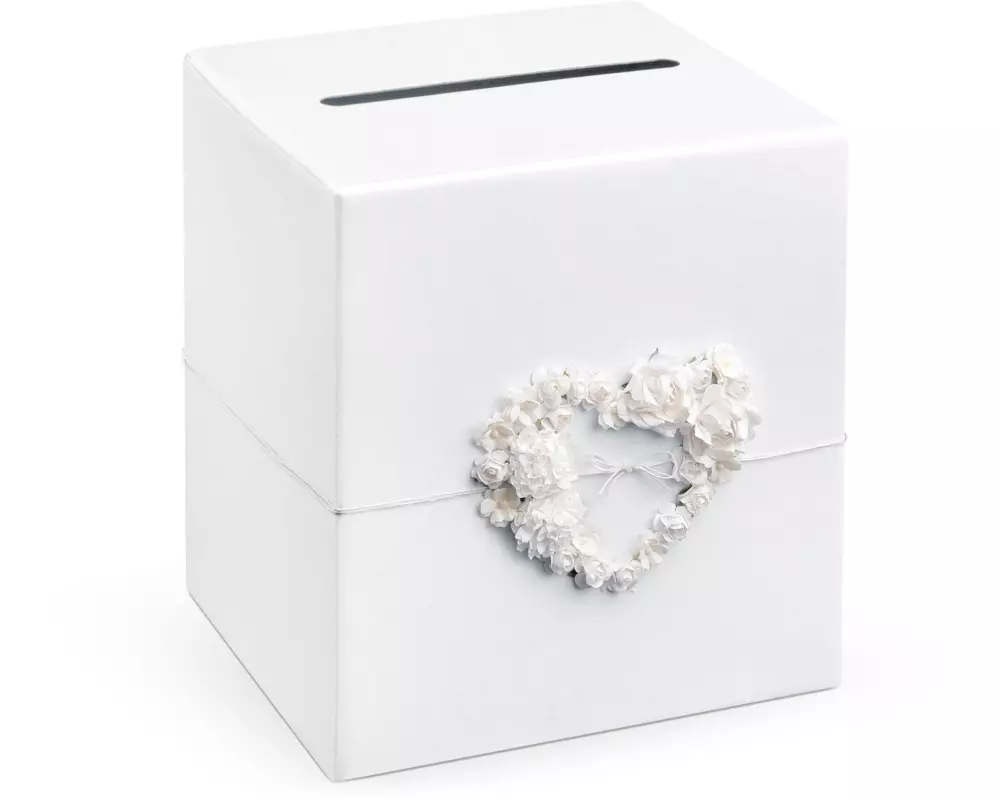 Partydeco Hochzeitsaccessoire Kartenbox 24 x 24 x 24 cm, Weiss