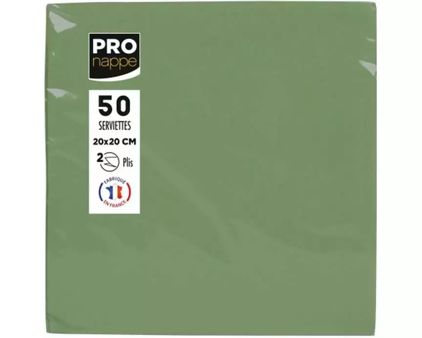 PRO nappe Papierservietten Olivgrün 20 cm x 20 cm, 50 Stück