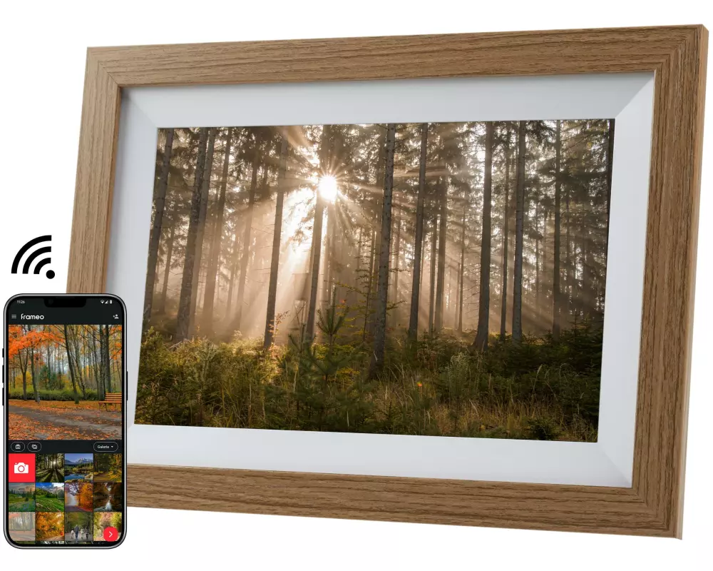COCON Digitaler Bilderrahmen Momento 10.1", Holz