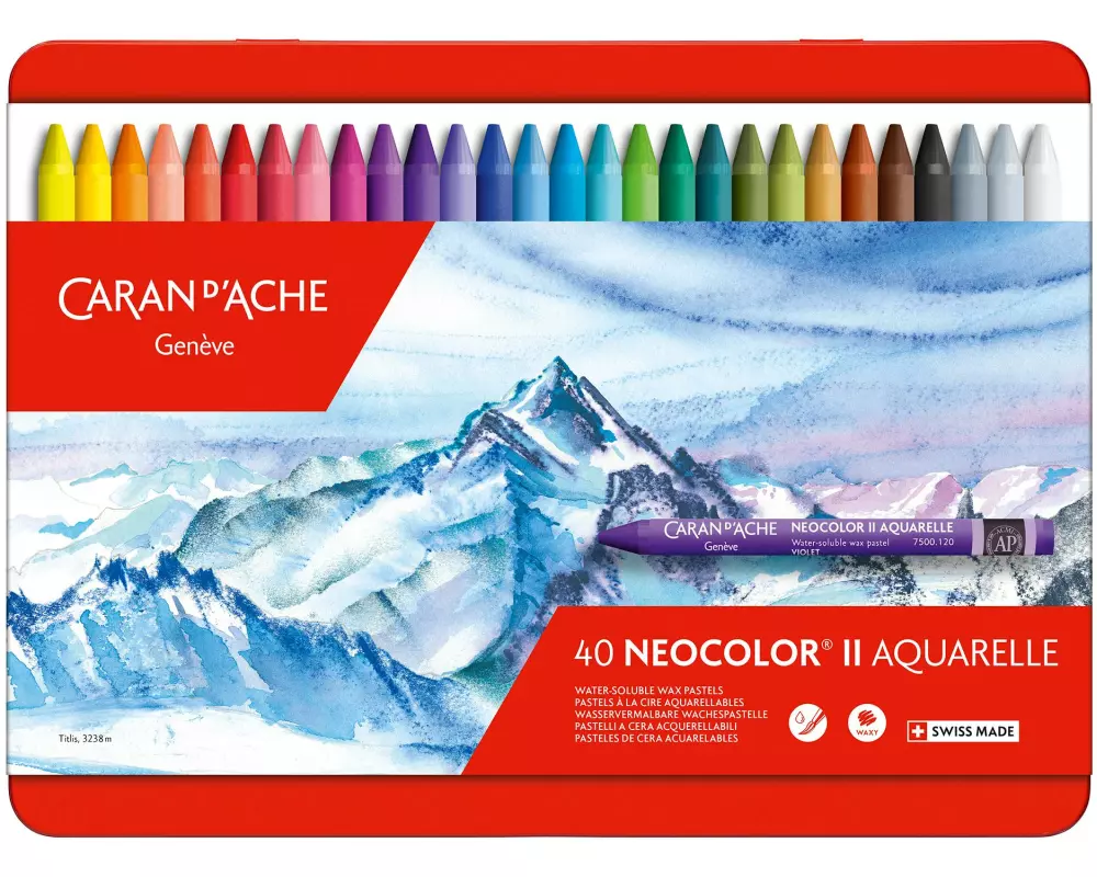 Caran d'Ache Wachsmalstifte Neocolor 2 wasservermalbar, 40 Stück