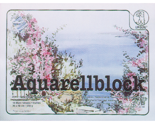 URSUS Aquarellpapier 36x48cm 9340000 200g, weiss 10 Blatt