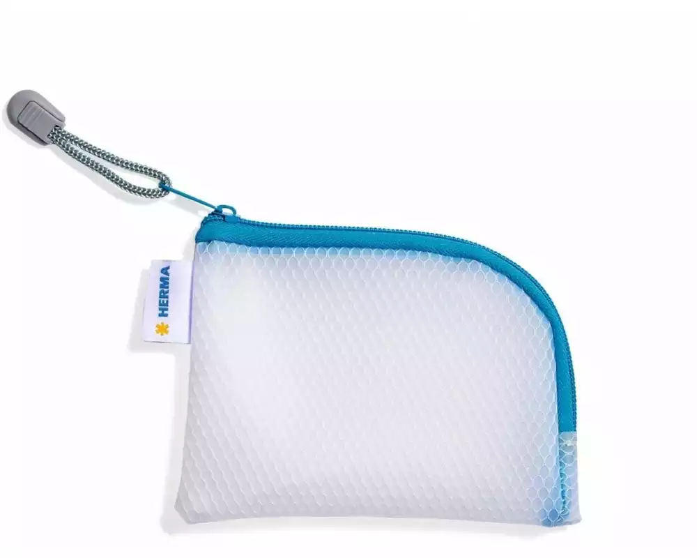 HERMA Etui Mesh Bag A7, 7.4 x 10.5 cm, Blau/Weiss