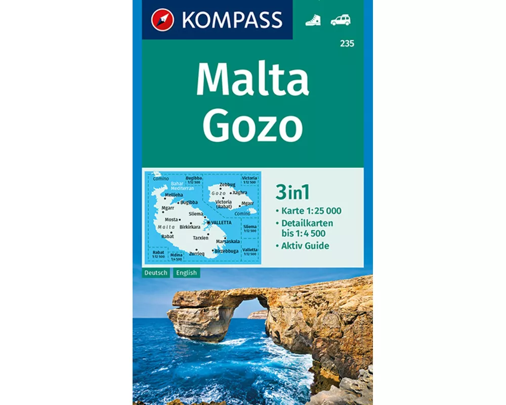 KOMPASS Wanderkarte 235 Malta, Gozo 1:25.000