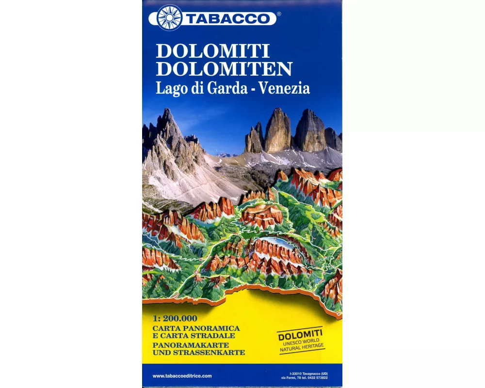 Dolomiti / Dolomiten Road Panoramic Map 1 : 200 000