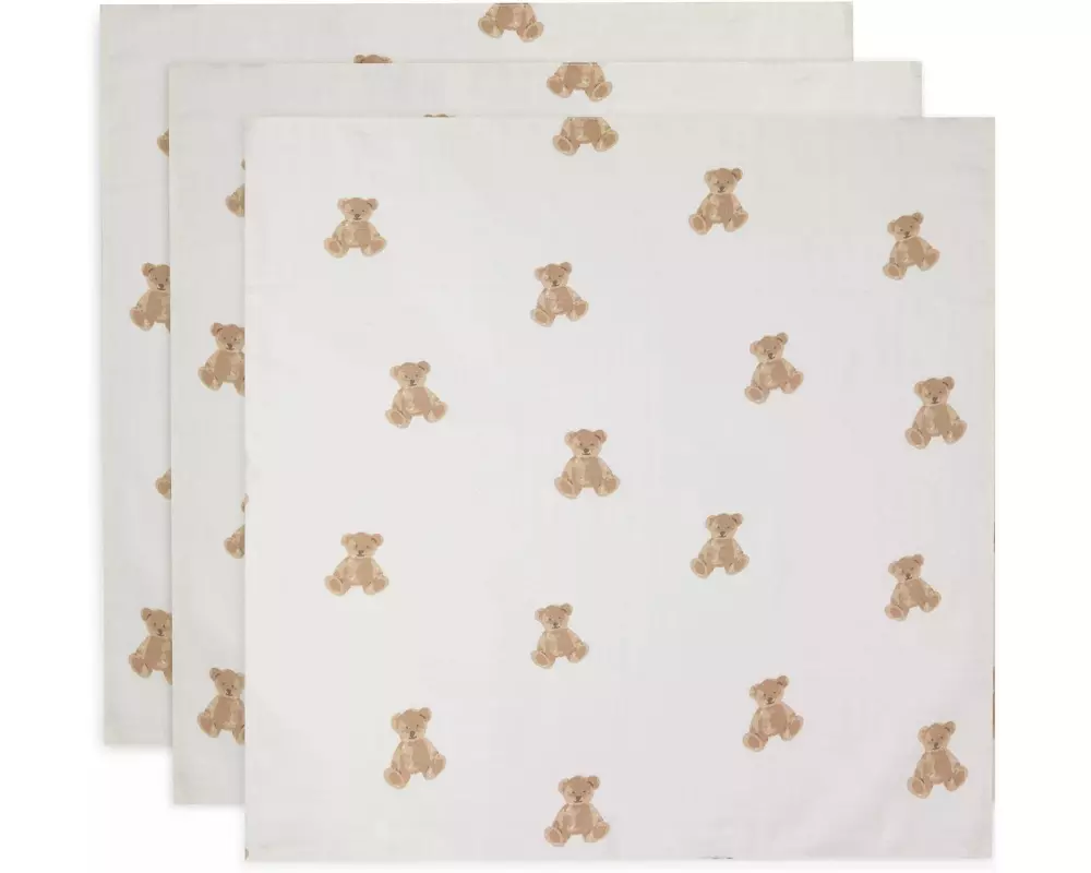 Jollein Mulltuch Nuscheli 3er Set Teddy Bear 70 x 70 cm