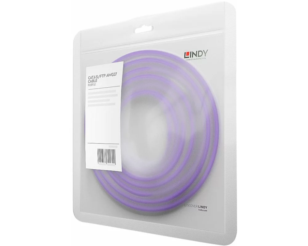 LINDY Patch Cable, Cat6, S/FTP, RJ45-RJ45, 0,3m, violett