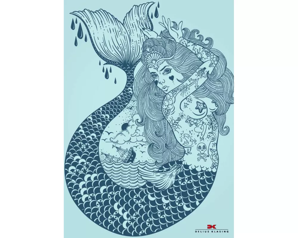 Maritimes Notizbuch - Illustration: Meerjungfrau