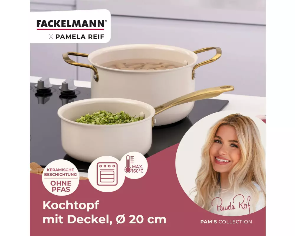 Fackelmann Kochtopf Signature 20 cm, Beige / Gold