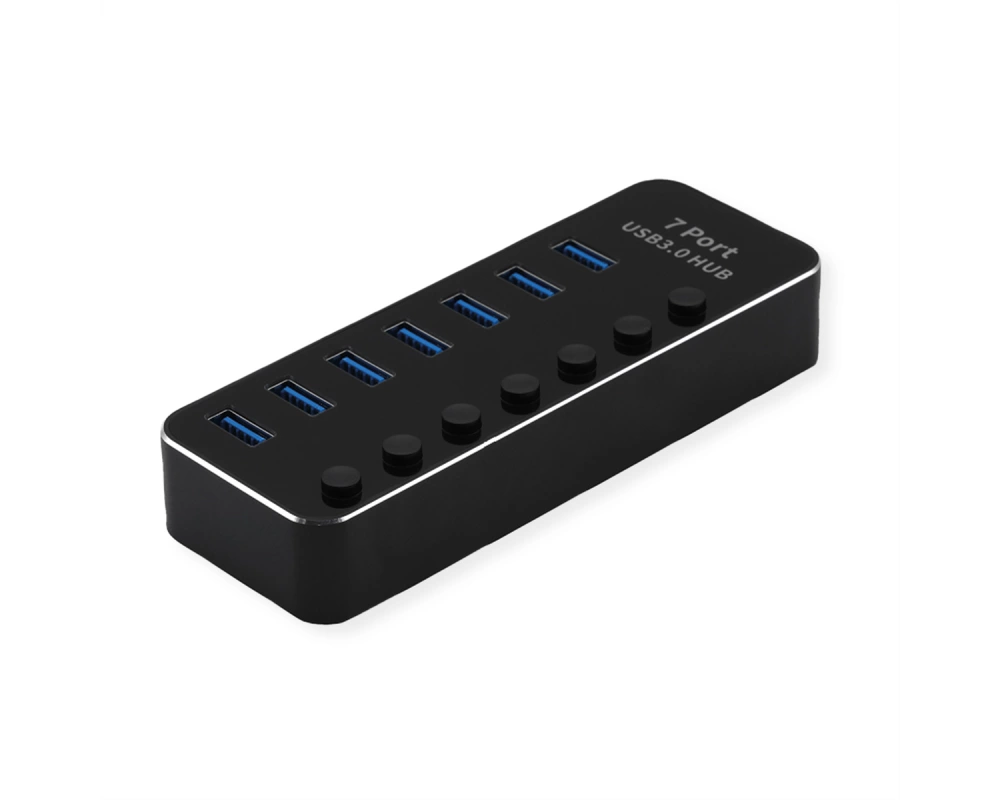 ROLINE USB 3.2 Gen 1 Notebook Hub, 7 Ports, einzeln schaltbar