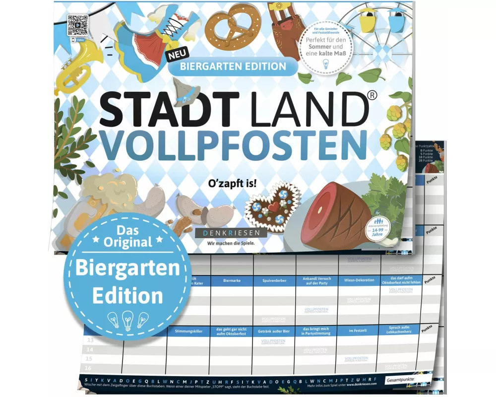 DENKRIESEN - STADT LAND VOLLPFOSTEN - Biergarten Edition - "O'zapft is!" | A4 Spielblock