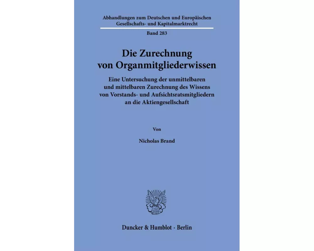 Die Zurechnung von Organmitgliederwissen