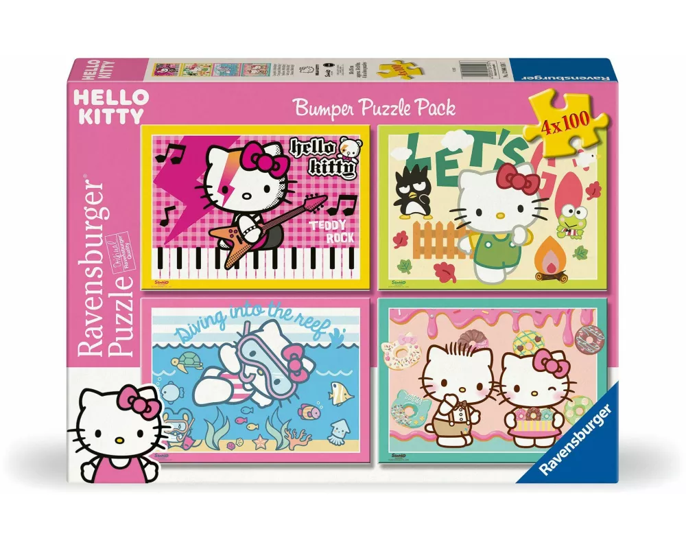 Kinderpuzzle 4x100 Teile - Los geht's, Hello Kitty!
