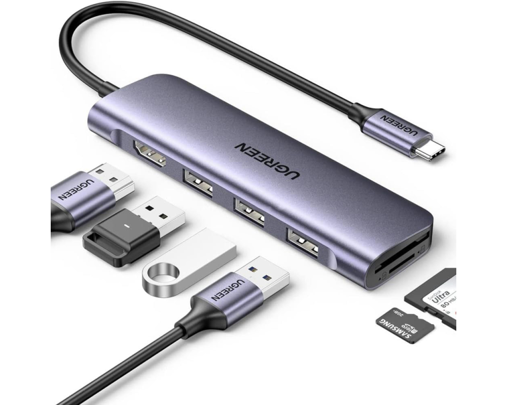 UGREEN Hub 6-in-1, USB-C,HDMI 20956A 3x USB-A 3.0,SD,TF