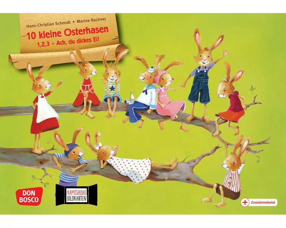 10 kleine Osterhasen. 1,2,3 - Ach, du dickes Ei! Kamishibai Bildkartenset
