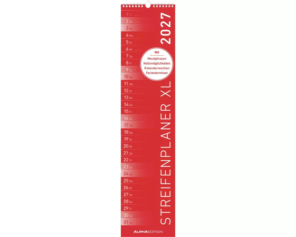 Streifenplaner XL ROT 2027
