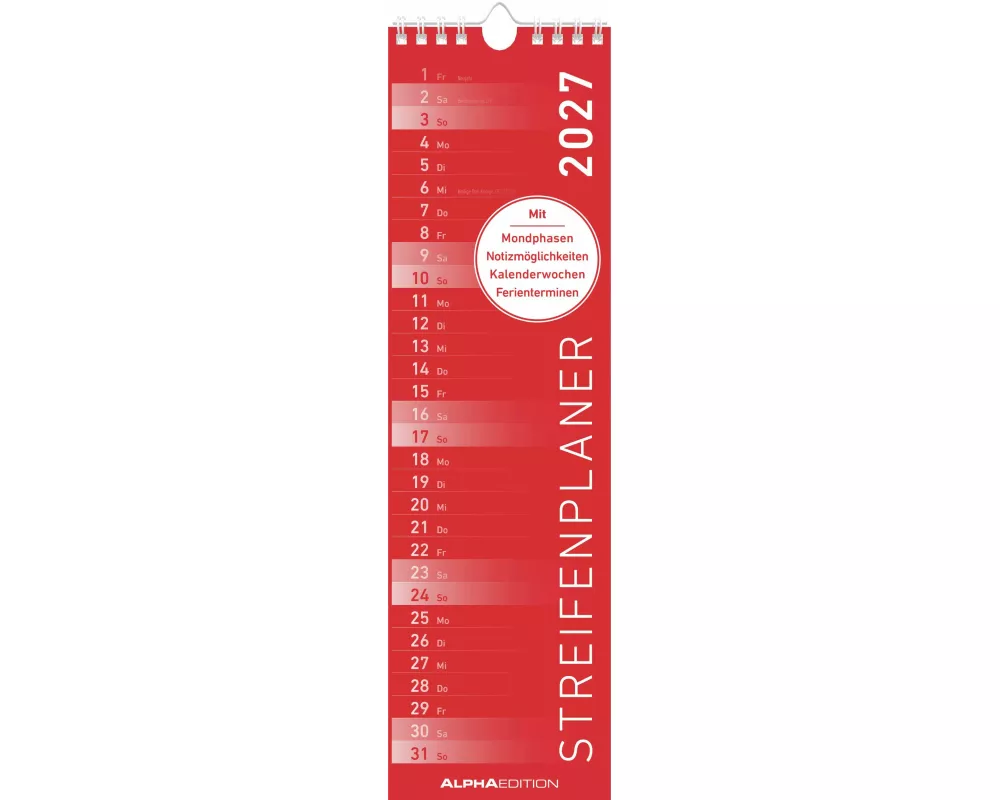 Streifenplaner Mini ROT 2027